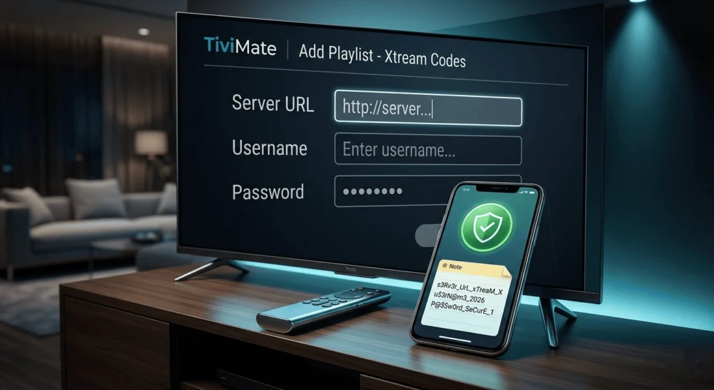 configuration tivimate premium identifiants xtream codes m3u Installer TiviMate sur Firestick