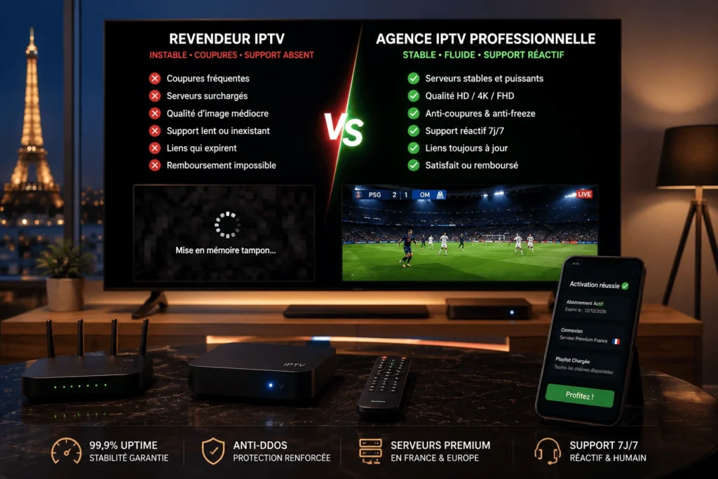 agence IPTV en France expliquant comment choisir un fournisseur IPTV fiable et un serveur IPTV stable sans coupure en 2026.
