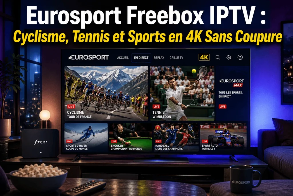 Course de cyclisme en direct sur Eurosport Freebox via un abonnement IPTV 4K