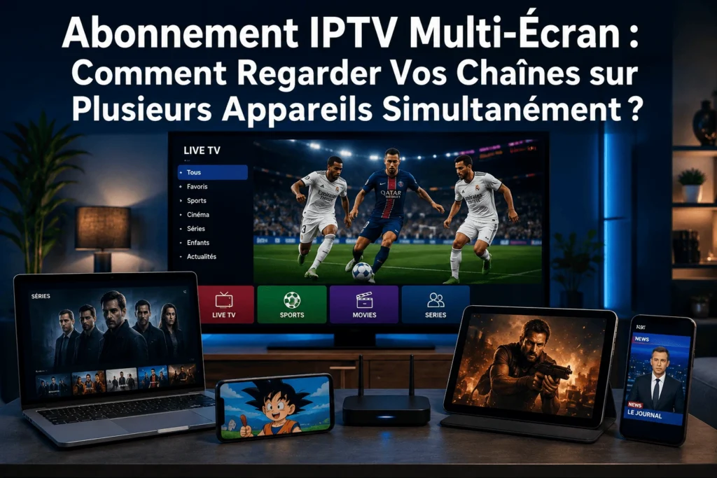 Abonnement iptv multi ecran : regardez sur Smart TV, Firestick et smartphone simultanément. 2 connexions incluses, HD et 4K