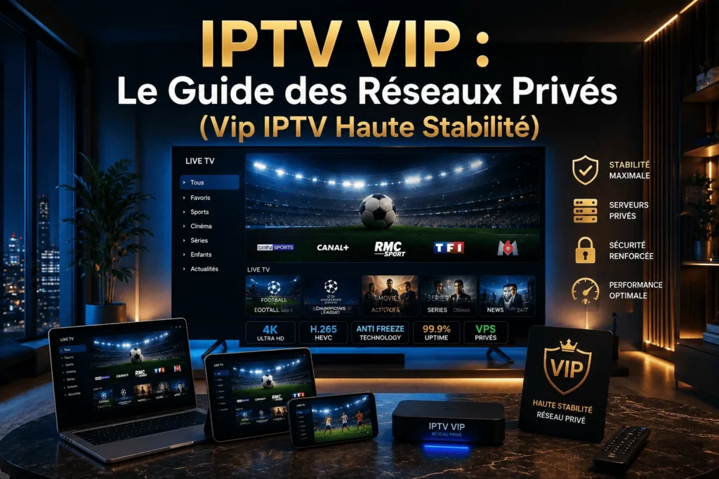 le guide ultime de l'IPTV VIP et des réseaux privés en France. Profitez d'un abonnement premium stable en 4K sans coupures.