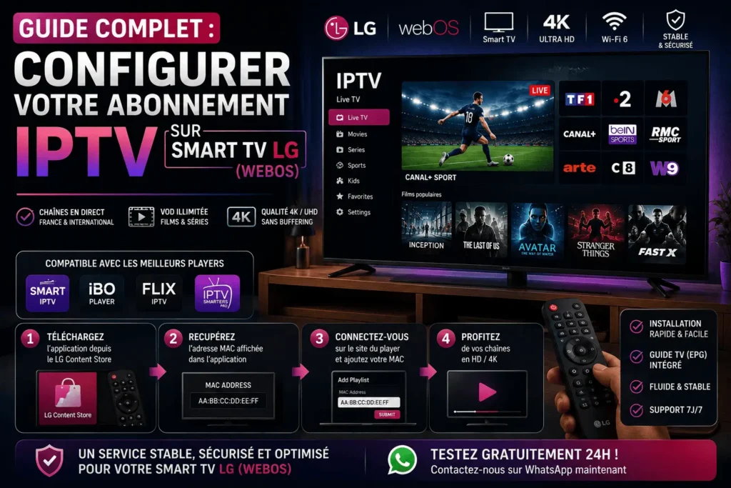 Installation et configuration de l'abonnement VoltIPTV sur un écran IPTV LG WebOS en qualité 4K
